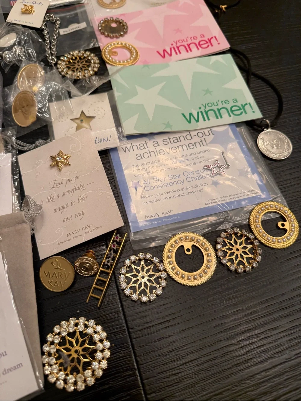 Mary Kay Bundle of Jewelry Pins Pin Enhancers Charms Bookmarks Assorted Lot